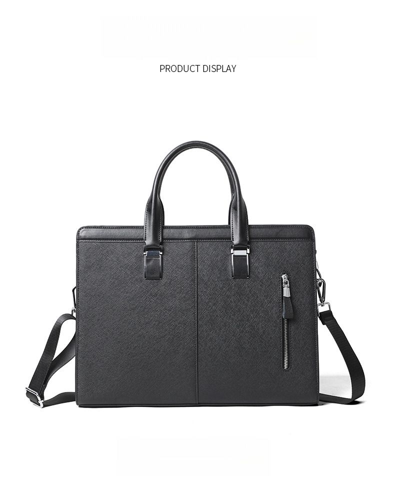 Borsa a mano da uomo, valigetta da lavoro nera, borsa a tracolla orizzontale in pelle, borsa portadocumenti a tracolla di fascia alta. Ti auguro una vita felice_voghion.com