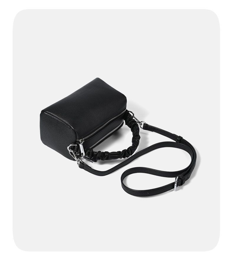 Genuine Women's Handbag Ladies Fashion Double Zipper Textured Cylinder Small Crossbody 2025 Spring And Summer New Casual Hundred_voghion.com