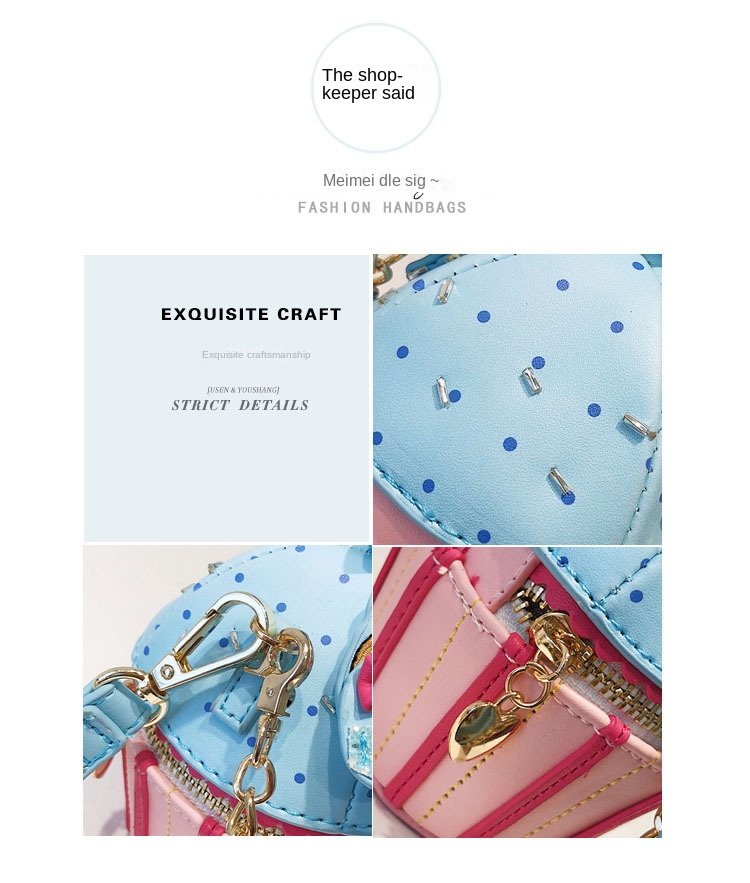 Autumn and winter new fashion lady personality creative net red ice cream cartoon cute chain crossbody bag_voghion.com