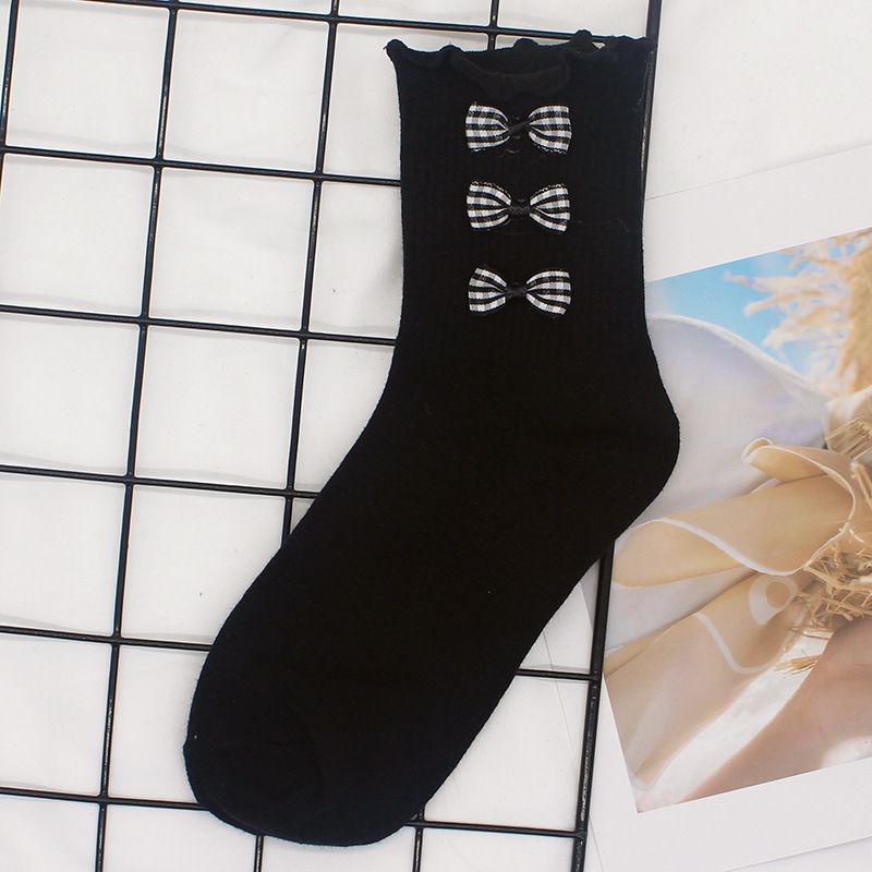 Calzini Nuovi Calzini Lolita Calzini da principessa morbidi e carini da donna Calzini tubolari in pizzo Calzini da donna con fiocco bianco e nero_voghion.com