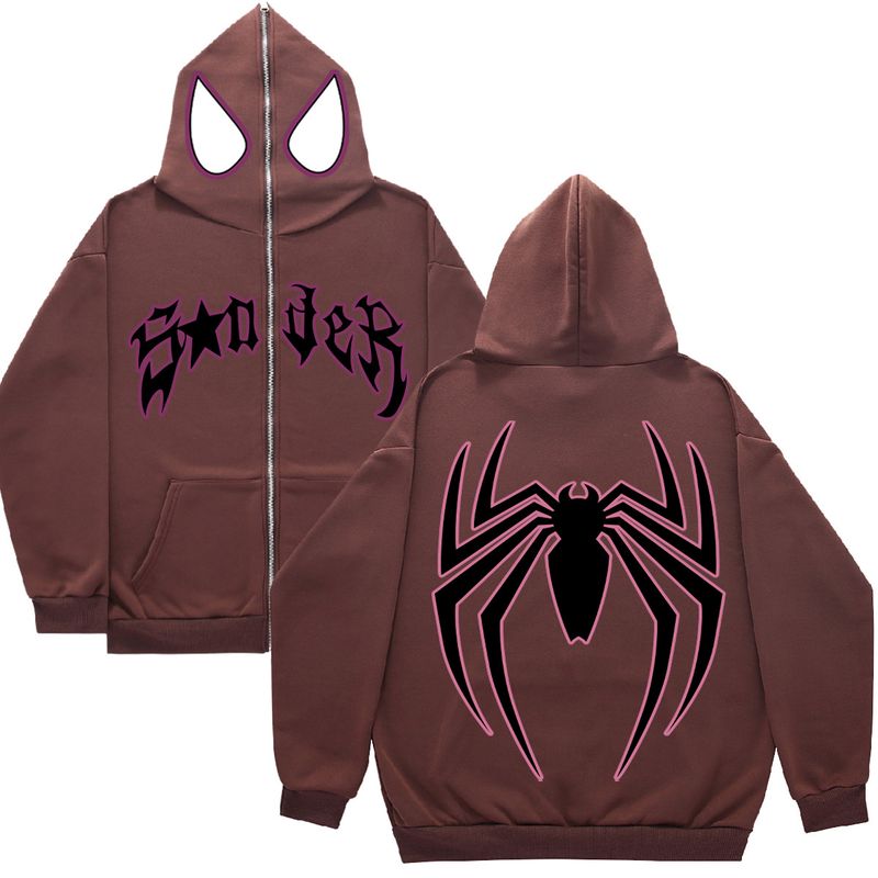 Y2K Zipper Hoodie Harajuku Gothic Kleidung Spinnennetz Herren Damen Streetwear Sweatshirt Mode_voghion.com
