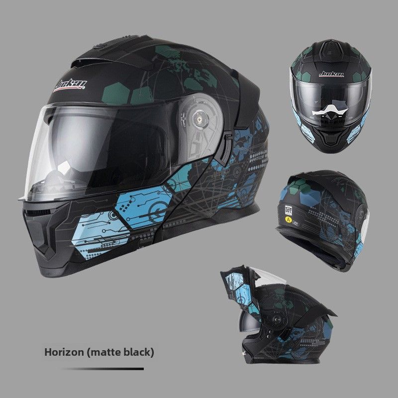 Jiekai 3C zertifizéierten Motorradhelm mat Ausstellungshelm fir Männer a Fraen, Vollhelm mat Bluetooth, Perséinlechkeet, Four Seasons, Motorrad mat groussem Schwanz, national_voghion.com