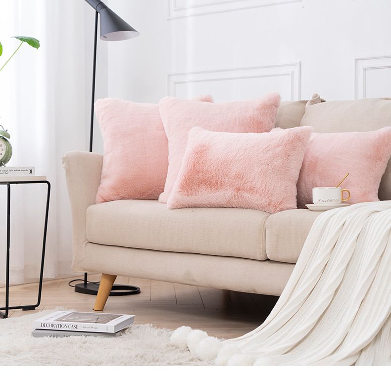 Kaninchenfellkissen – Ultraweicher dekorativer Kissenbezug mit Einsatz, modernes minimalistisches Design für Sofa und Bett (30 x 50 cm / 45 x 45 cm, 9 Farben)_voghion.com