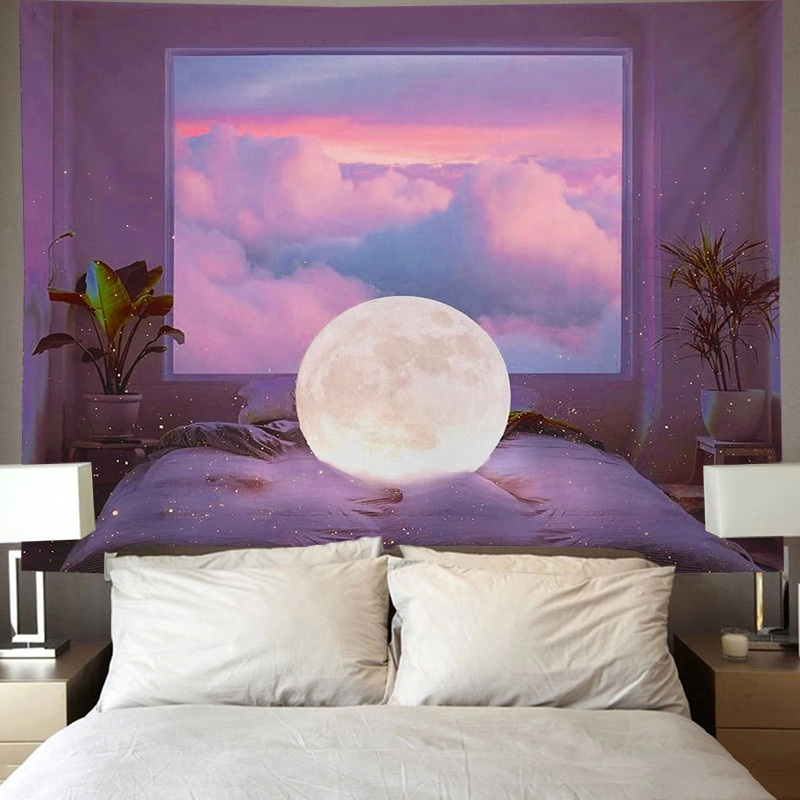 Nordic tapestry ins minimalist internet celebrity live streaming wall hanging fabric Dormitory bedroom bedside_voghion.com