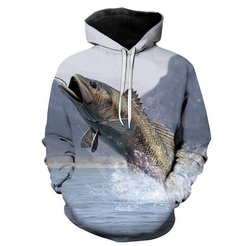 Neu für Männer mit 3D-Digitaldruck-Fischmuster, lässiges Unisex-Kapuzenpullover_voghion.com