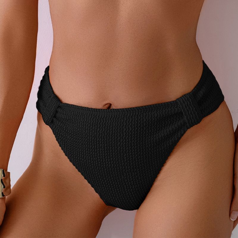 Separate Solid Color Bikini With High Waist Cover_voghion.com