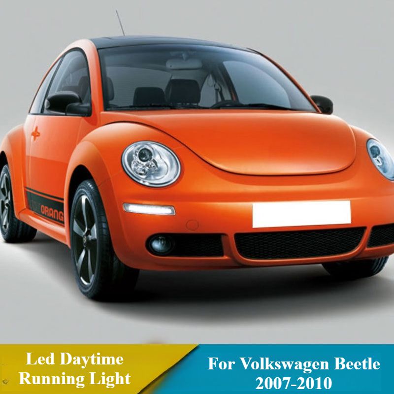 For Volkswagen Beetle 2007-2010 2Pcs Car Led Daytime Running Lights Front Bumper Fog Lamp DRL Yellow Turn Singal 12V Daylights_voghion.com
