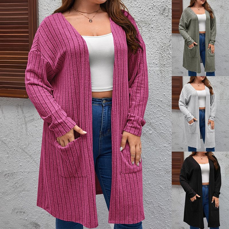 Spring And Autumn European And American New Large Size Casual Long Sleeved Cardigan Sweater Jacket Womenv_voghion.com