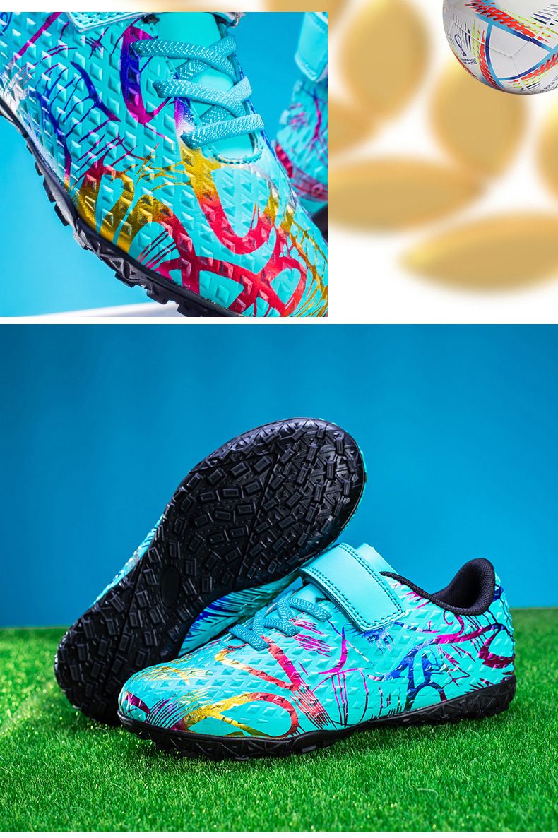 Kinder Fußballschuhe Jungen und Mädchen gebrochene Nägel Klettverschluss Kunstrasen Schule Spiel Trainingsschuhe_voghion.com