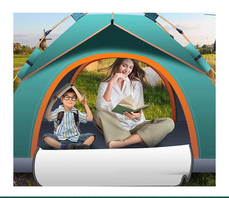 Buitenkampeertent 3-4 personen automatisch draagbaar opvouwbaar snel open kampeerzonwering wildernispark strandtent_voghion.com
