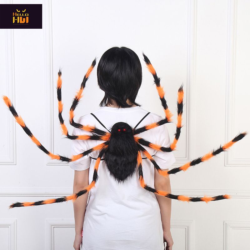 Accessoire de déguisement d'araignée géante et effrayante - Décoration effrayante pour fête d'Halloween, araignée colorée à sangle pour cosplay et farces_voghion.com