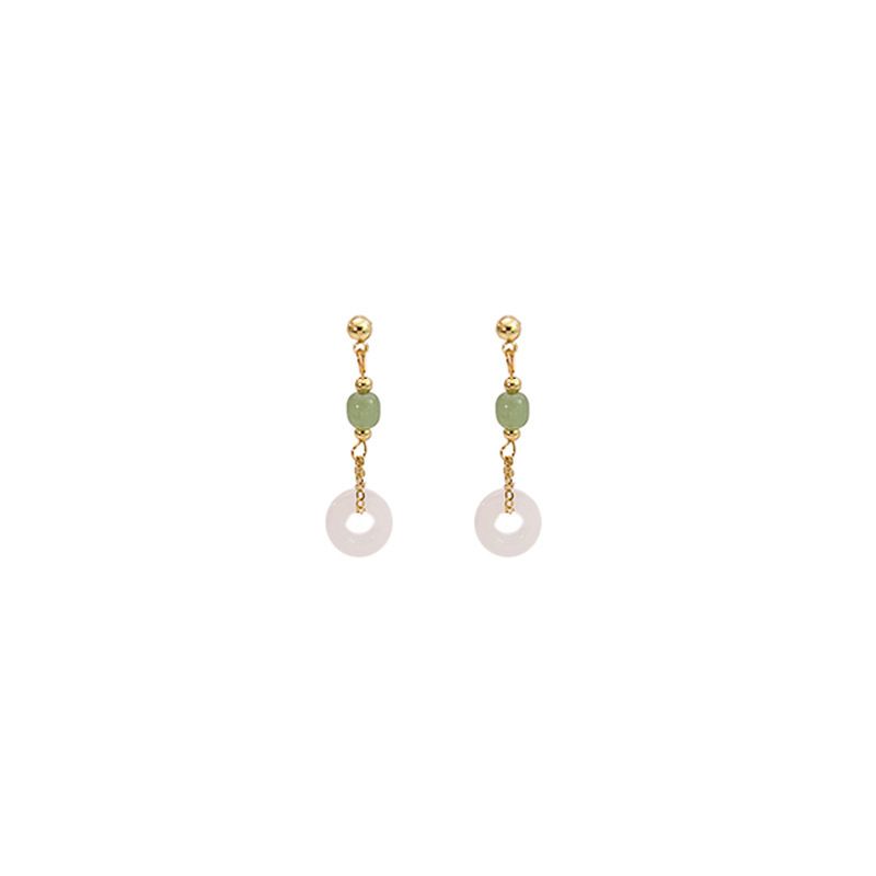 Nuovi orecchini con perline di giada imitazione e orecchini con nappe a forma di farfalla in stile cinese, semplici accessori Hanfu_voghion.com