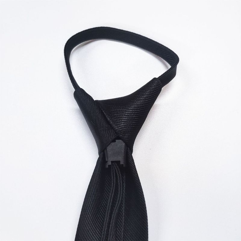 Cravatta da uomo formale da 5 cm in twill tinta unita, senza bisogno di tirare la corda a mano_voghion.com
