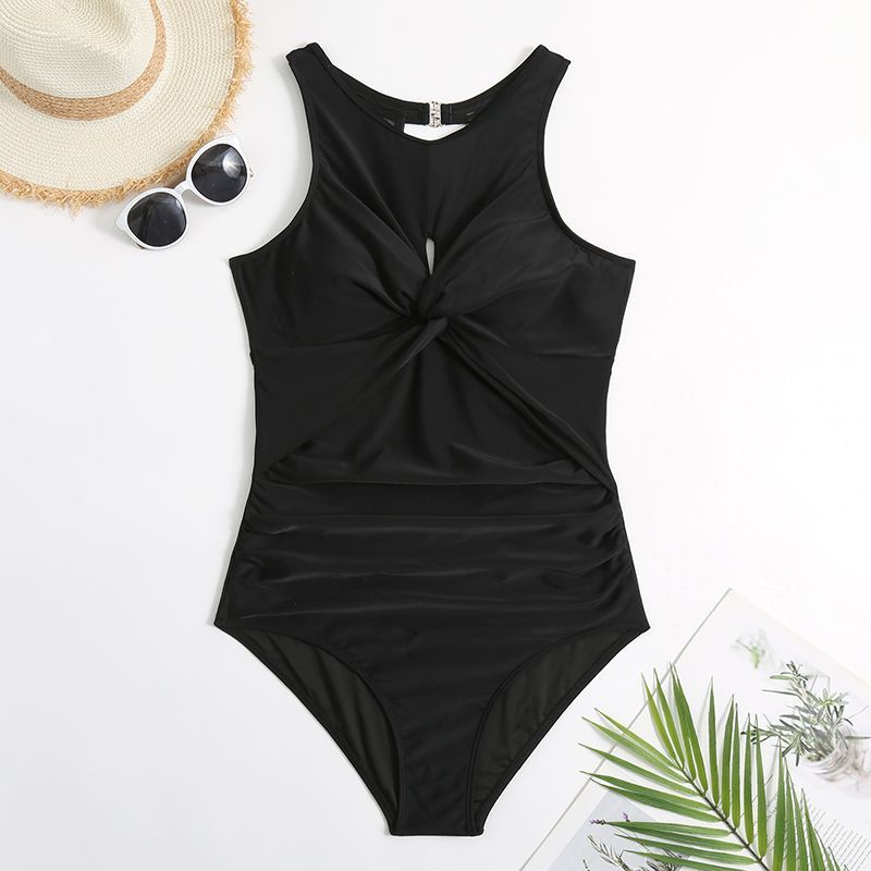 Venta al por mayor del fabricante del traje de baño de una sola pieza del bikini del color sólido atractivo de las mujeres_voghion.com