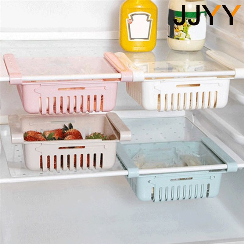 Retractable Refrigerator Organizer Storage Rack Kitchen Household Multi-function Drawer Fresh-keeping Storage Drain Basket Rack_voghion.com