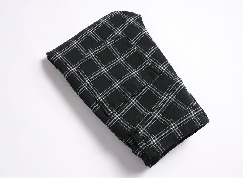 Jungenbekleidung Stretch-Karo-Hose mit geradem Bein_voghion.com