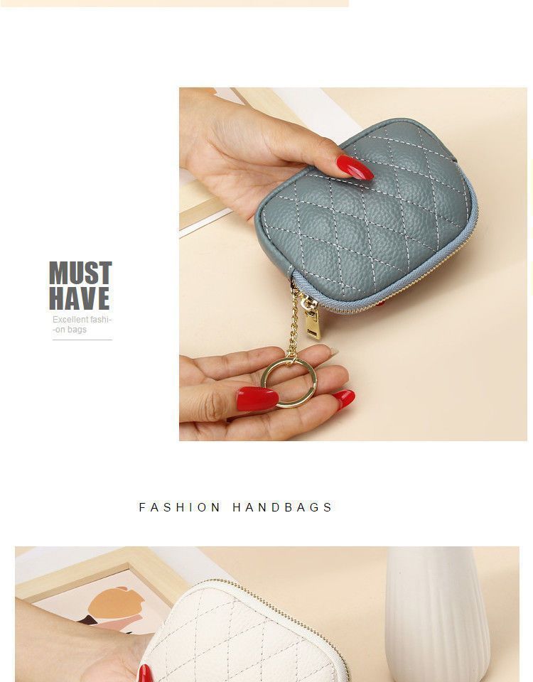 2025 Kompakte tragbare Geldbörse für Frauen Neue Mode Weiches Leder Schlüssel Münztüte Gesteppte kleine Brieftasche_voghion.com