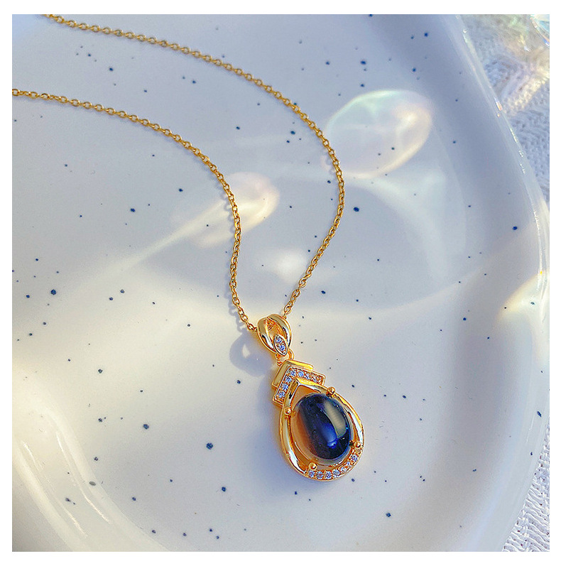 Collana con ciondolo in pietra preziosa abbagliante con pietra calda che cambia colore, stile di design di alta qualità_voghion.com