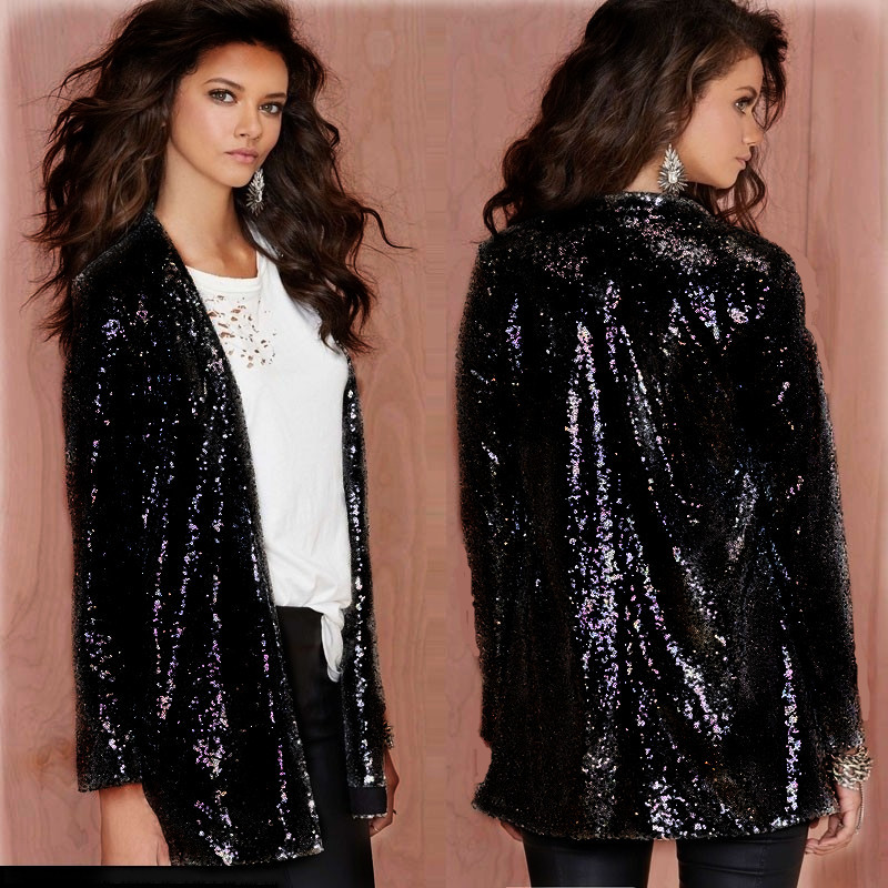 Chaqueta de traje con lentejuelas doradas K para actuaciones; cárdigan de mujer para discotecas y fiestas; atuendo de escenario para reuniones en bares._voghion.com