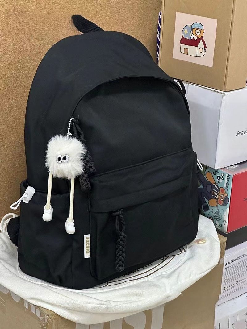 Ins Campus Casual Solid Color Simple Versatile Lightweight Backpack High School College Student Double Shoulder Bag_voghion.com