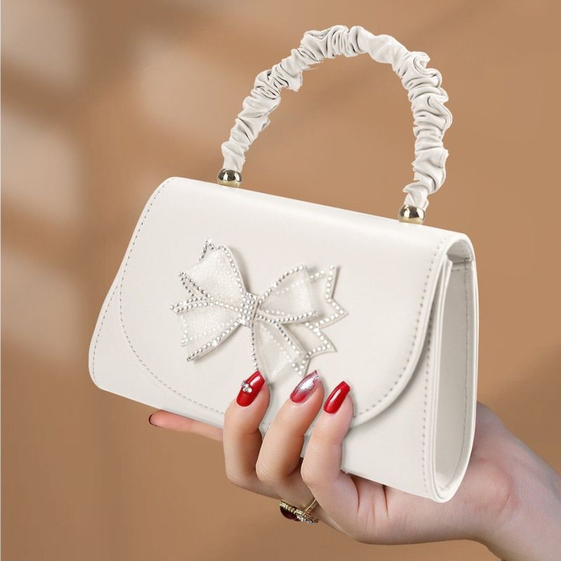 Elegante borsa a mano bianca plissettata, versatile borsa a tracolla da donna_voghion.com