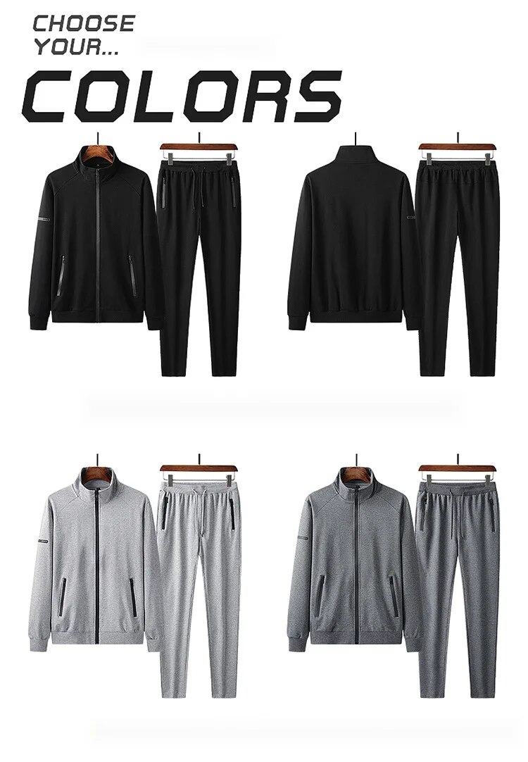 Casual 2024 Spring And Autumn New Stand Up Collar Cardigan Top Trendy Fashion Sports Set Men's Wear_voghion.com