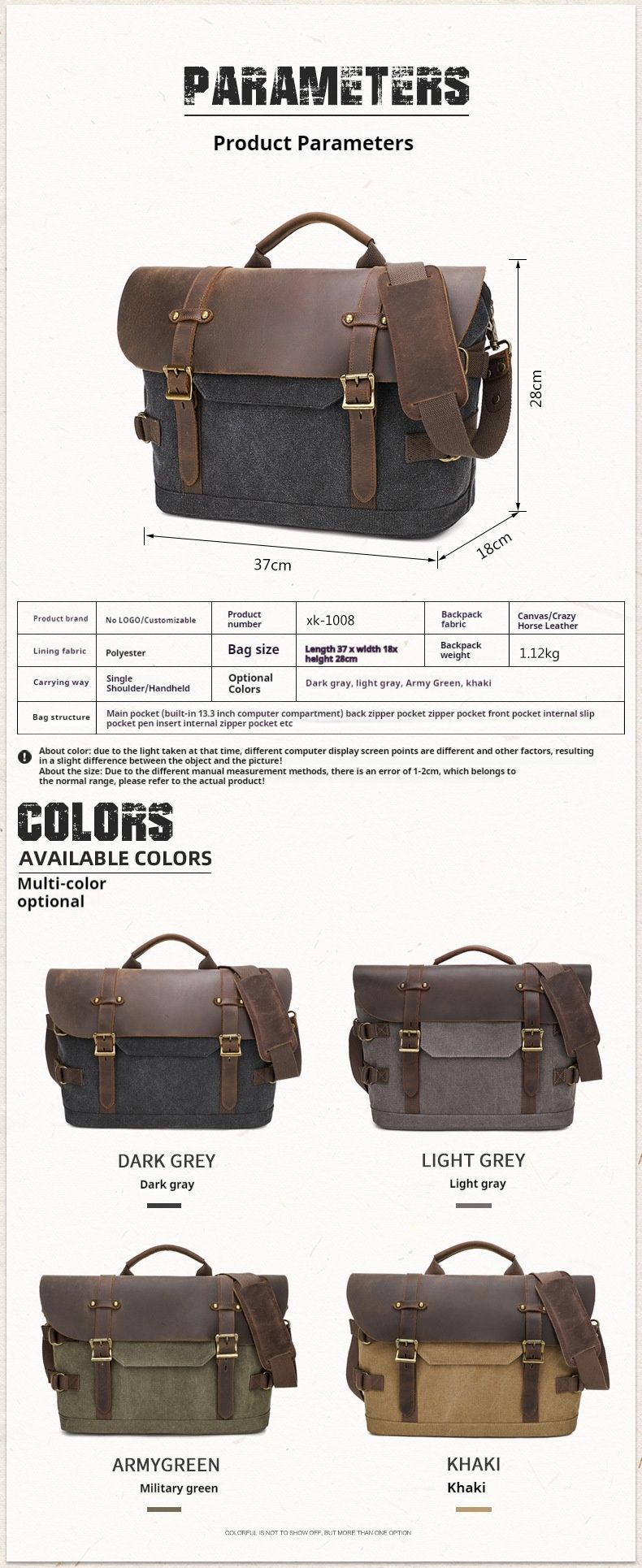 Fashionable new canvas shoulder bag, casual crossbody bag, new manufacturer retro mailman bag, computer bag_voghion.com