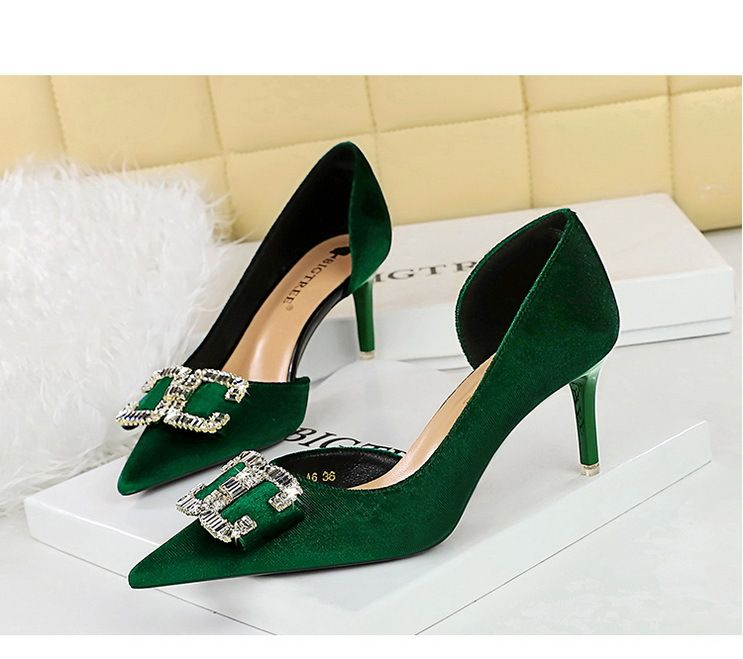 1363-AK78 Bankett Licht Luxus frauen High Heels, Dünne Ferse Seite Hohl Fleece Oberfläche, Flache Mund Spitze Wasser_voghion.com