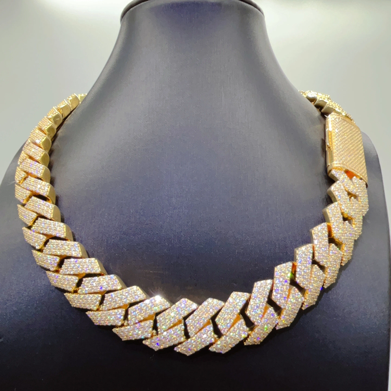 Certificirano Gra Vvs Moissanite 20 mm Pure Sterling Sier Ogrlica Verižice Iced Out Cuban Link Chain_voghion.com