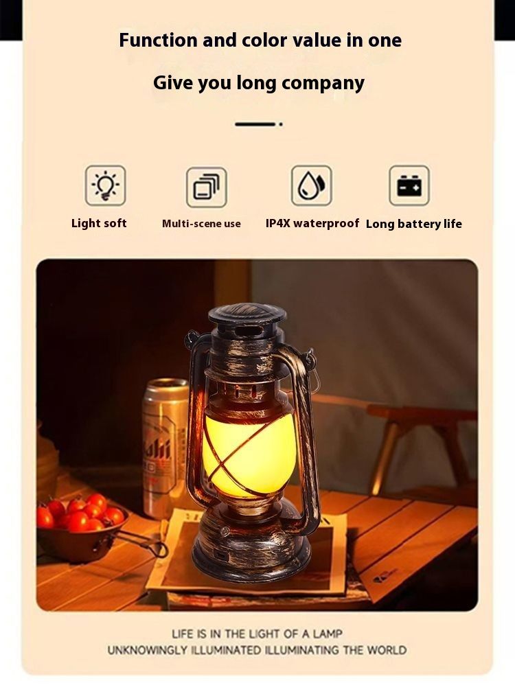 Rechargeable Bar Table Creative Camping Decorative Desk Outdoor Vintage Kerosene Lantern Script Murder Mystery Lamp_voghion.com