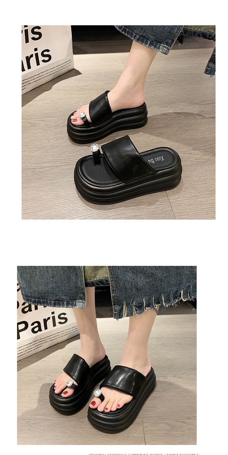 Women's Summer New Fashion Round Thick Sole Open Toe Flip Flops Comfortable Casual Platform Beach Sandals_voghion.com