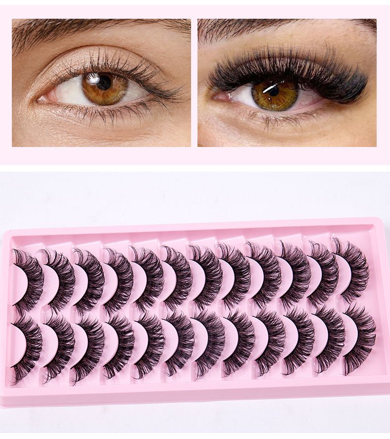 Lash extension set 12 pairs of eyelashes Natural fiber eyelashes thick artificial eyelashes_voghion.com