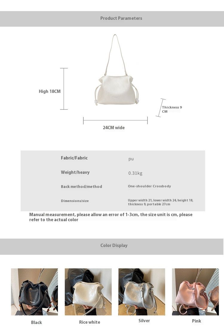 New Chinese style beaded drawstring water bucket dumpling with printed embroidery Hanfu pleated shoulder crossbody bag_voghion.com