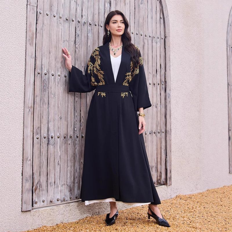 Entu 3001 Moslim Abaya Nieuwe Dubai Fashion Vest Geborduurde Jurk_voghion.com