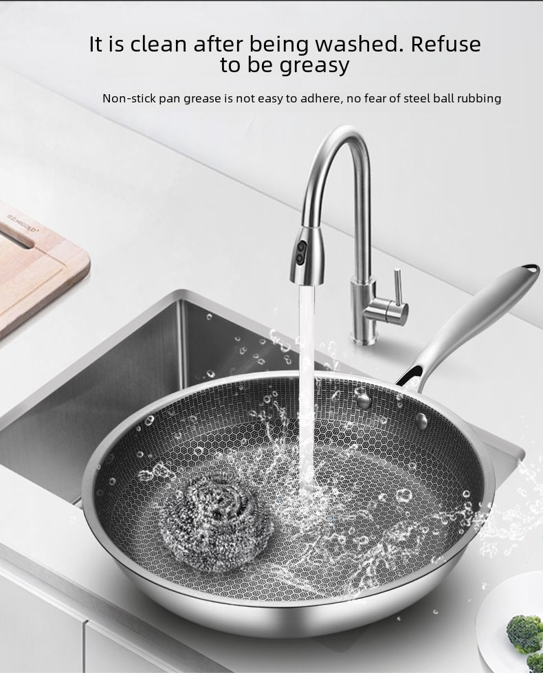 Non-stick Pan Household Pancake Pan Steak Omelet Induction Cooker Gas Stove Universal Stainless Steel Pan_voghion.com
