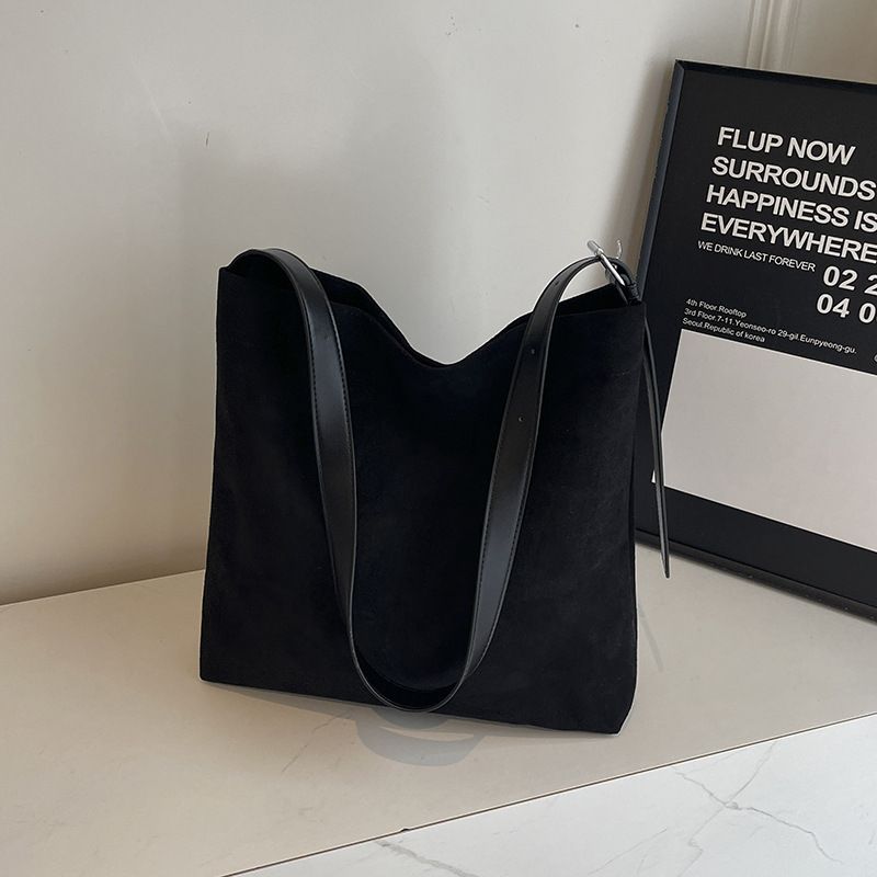 Borsa a tracolla singola in pelle scamosciata con secchiello di grande capacità, nuova 2024, squisita da donna, da portare sotto le ascelle_voghion.com