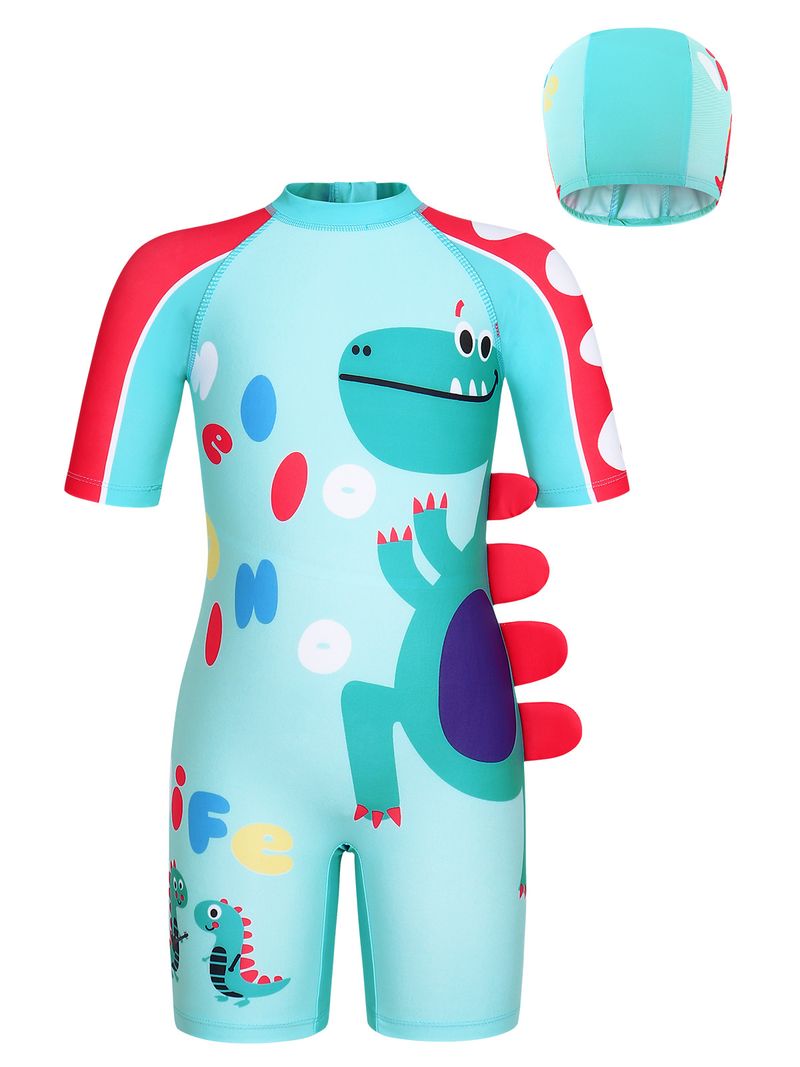 Mamma e bambini 2024 nuovi vestiti per bambini costume intero con stampa di squalo e dinosauro per bambini costume da bagno comodo e traspirante ad asciugatura rapida_voghion.com