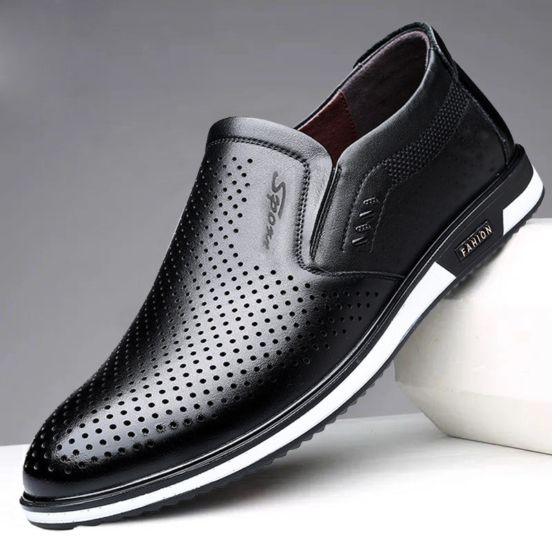 Euro Step 2025 Scarpe estive da uomo in pelle britannica bianche slip-on casual autunnali traspiranti e comode_voghion.com