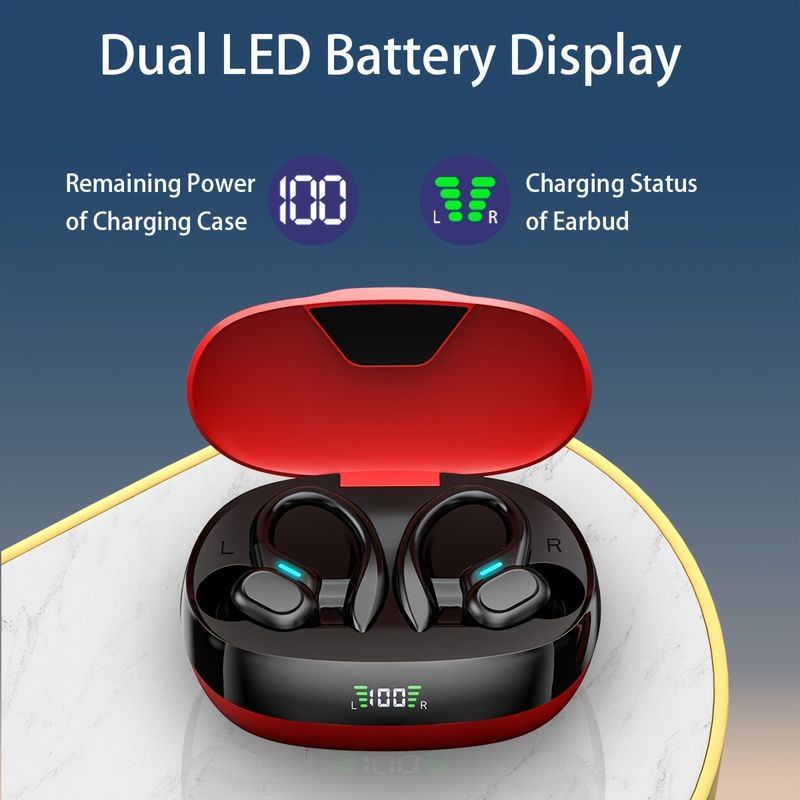 True TWS In-Ear ENC Noise Cancelling Mic, Sport Headset, Stereo In Ear Headphones With LED Display Charing Case,_voghion.com