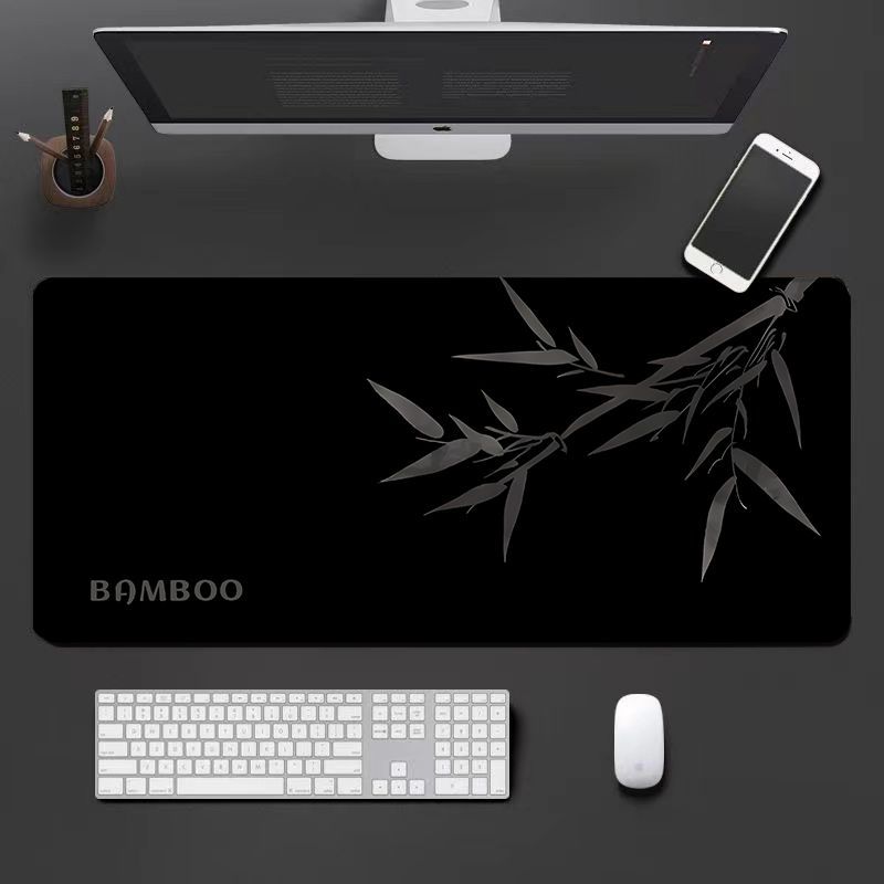 Minimalist Black Mouse Large Size High-End Feel Office Desk Mat Laptop Non-Slip Dirt-Resistant Keyboard Pad_voghion.com