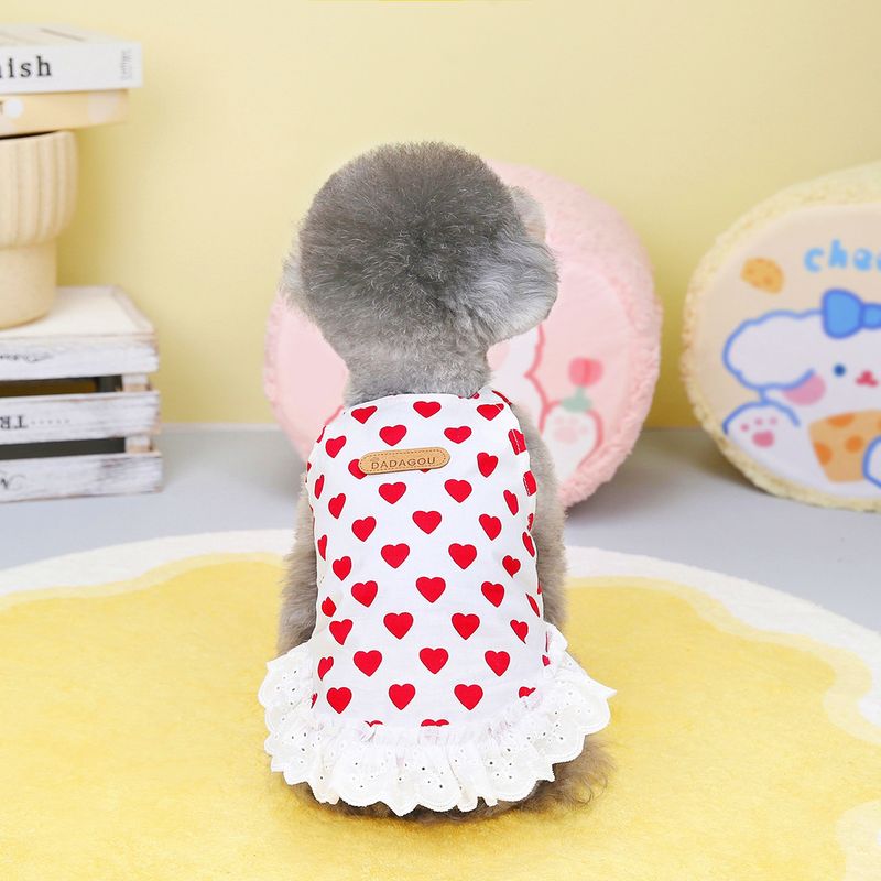 Vestiti per gatti, cani di piccola taglia, animali domestici, orsacchiotti, bichon, primavera estate, principessa, cinturino in pizzo, moda, vestito a cuore_voghion.com