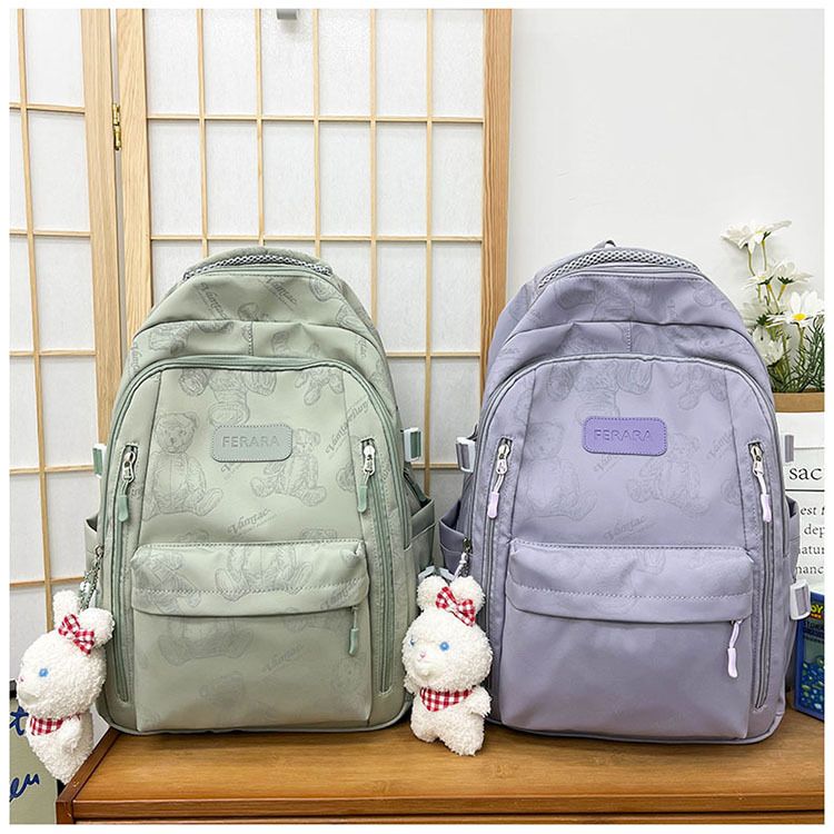 Zaino da donna stampato con simpatico cartone animato e orso riflettente, per studenti delle scuole medie e superiori, zaino di grande capacità, versatile per esterni_voghion.com