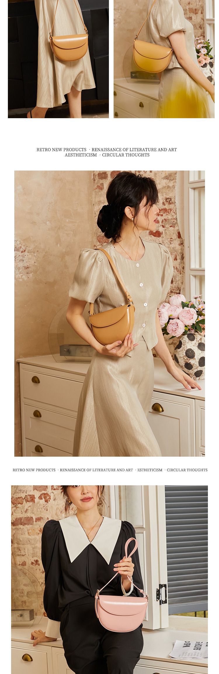 Half circle saddle small 2024 new high-end niche single shoulder crossbody women's bag, genuine leather armpit bag_voghion.com