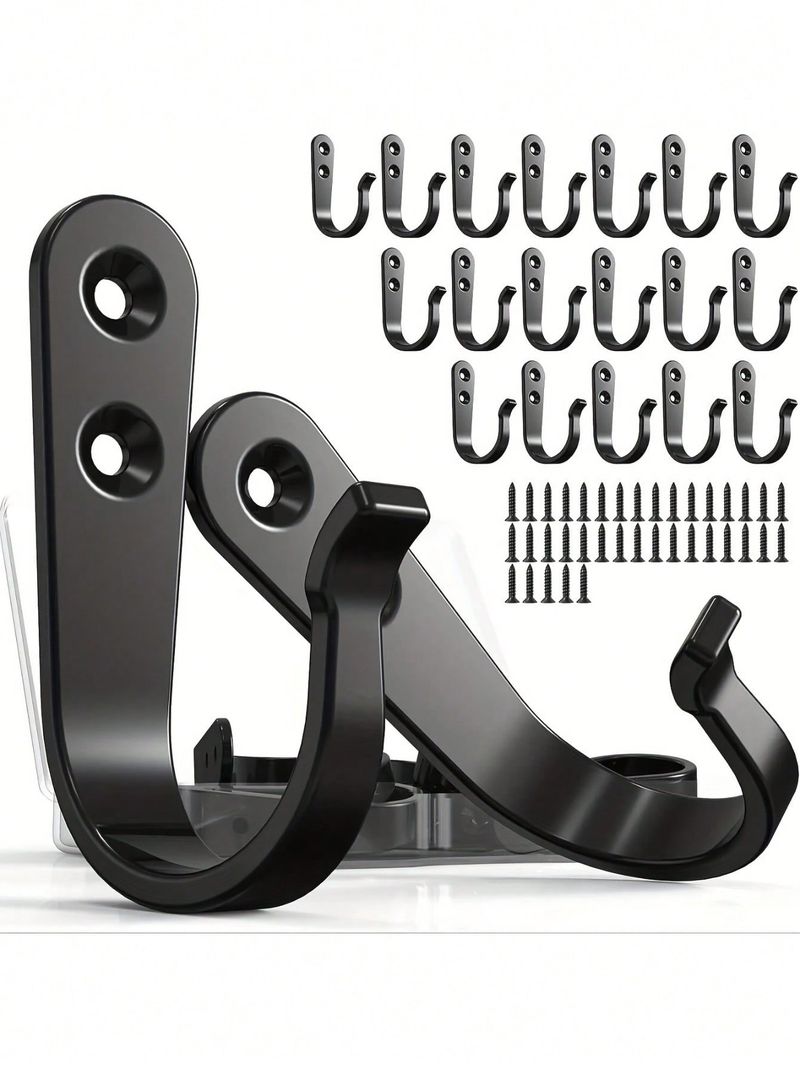 10/20pcs Heavy Duty Iron Coat Hooks With Screws, Wall Mounted Metal Clothes Hanger_voghion.com