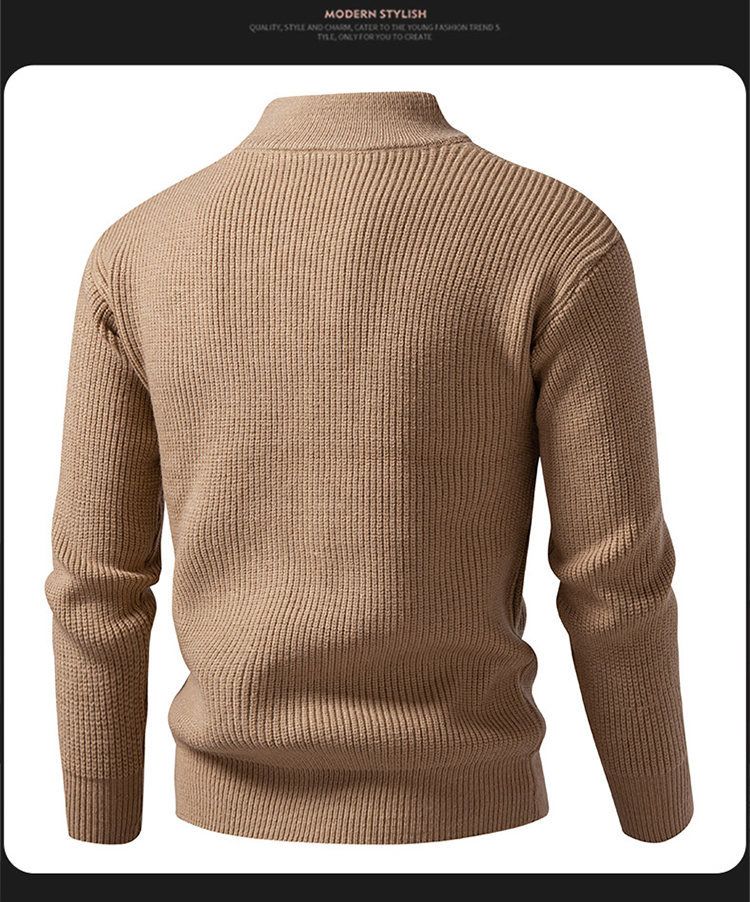 Maglione lavorato a maglia con collo alto e mezza cerniera da uomo, pullover spesso per abbigliamento casual e a strati (6 colori, taglie dalla M alla 4XL)_voghion.com