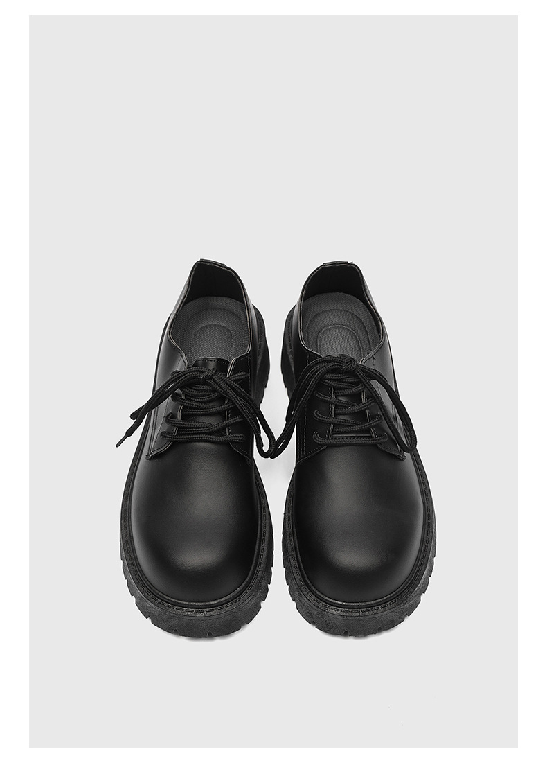 Men's Casual Derby Shoes With Thick Sole & Height Increase - Round Toe Low Top PU Leather Lace-Up Shoes For Daily Wear_voghion.com