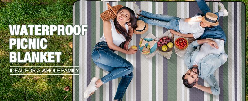 Outdoor Blanket Extra Large - X 203.20cm Portable Waterproof Blanket, Machine Washable 3-Layer Foldable Picnic Mat With_voghion.com