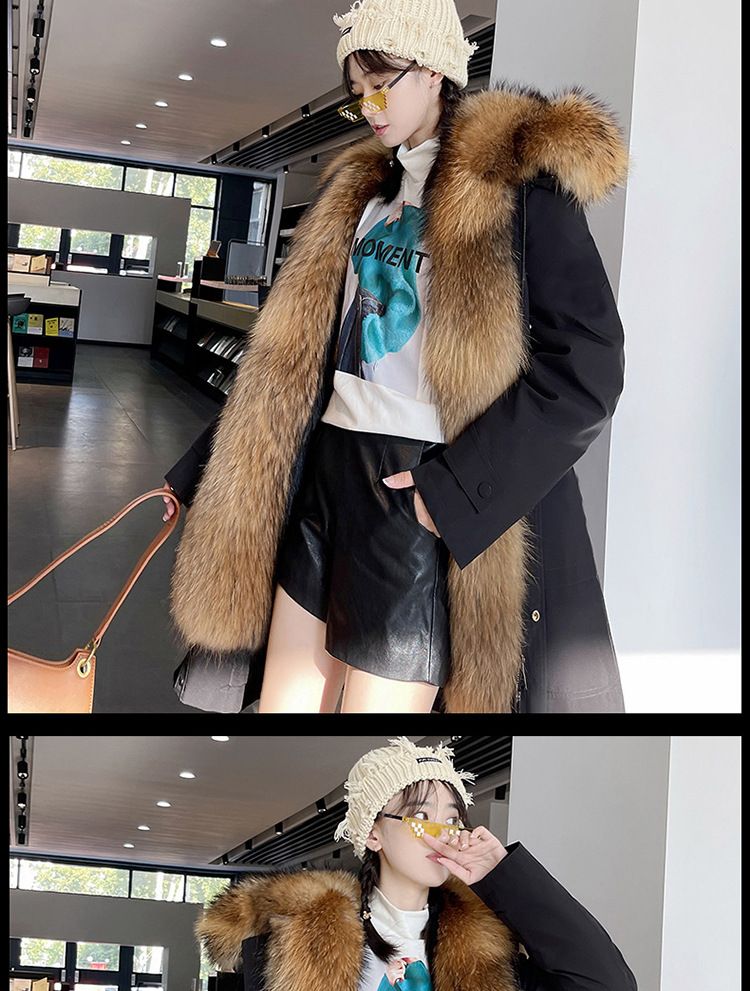 Parka lungo e medio da donna con fodera in pelliccia sintetica e cappuccio – Giacca invernale calda (fodera interna nera/beige/carbone/oro/marrone)_voghion.com