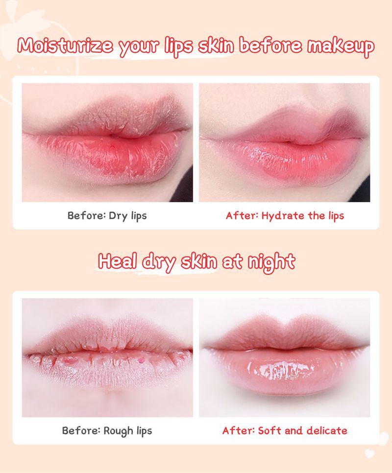 Lippenbalsam 18g Elastische und zarte Lippen Süße Erdbeere Feuchtigkeitsspendende englische Verpackung_voghion.com
