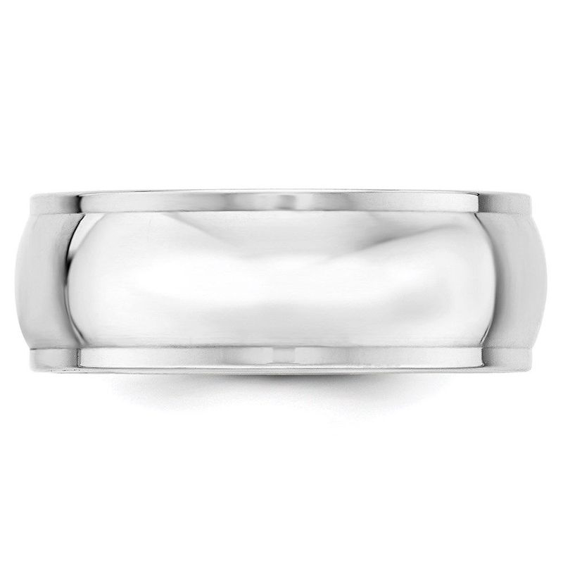 14k White Gold 8mm Half Round With Edge Wedding Band Size 10.5_voghion.com
